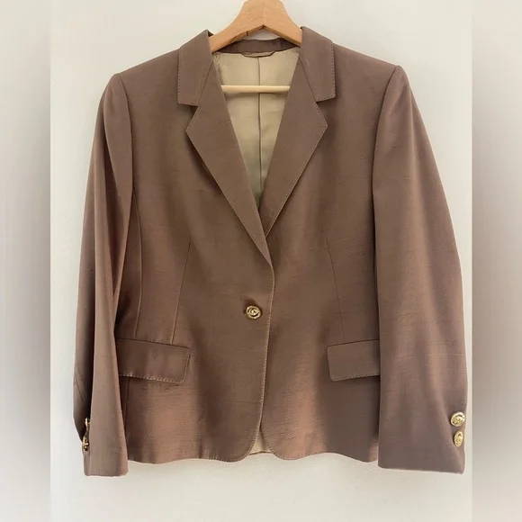 Vintage Aquascutum London Gold and Brown Blazer with Gold Button Detail EUC - Picture 1 of 9